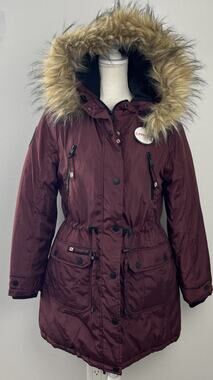 Canada Weathergear Quilted Women's Hooded Full Zip Long Puffer Parka Jacket M